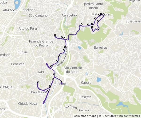 Mapa do itinerário da linha