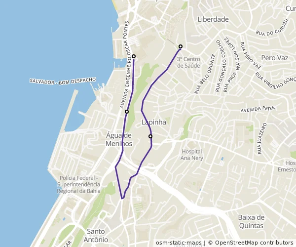 Mapa do itinerário da linha