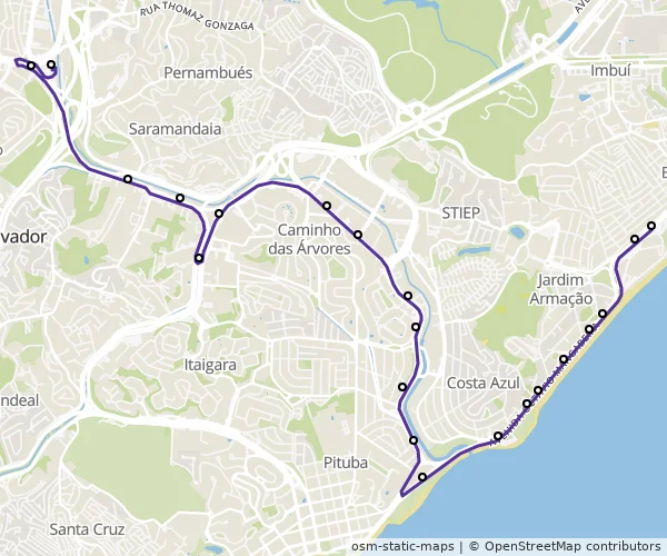 Mapa do itinerário da linha