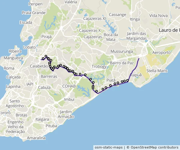 Mapa do itinerário da linha