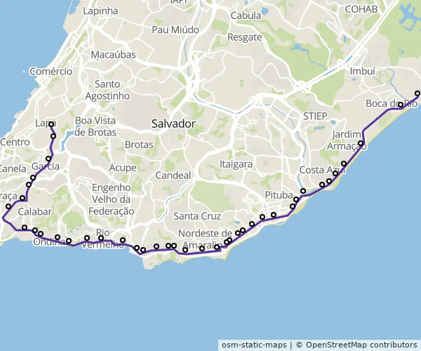 Mapa do itinerário da linha