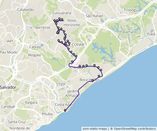 Mapa do itinerário da linha