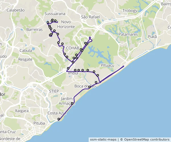 Mapa do itinerário da linha