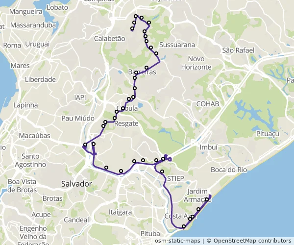Mapa do itinerário da linha