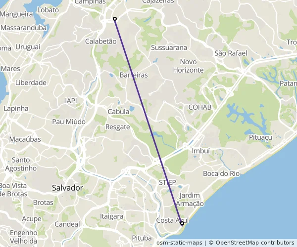 Mapa do itinerário da linha
