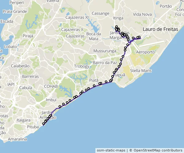 Mapa do itinerário da linha