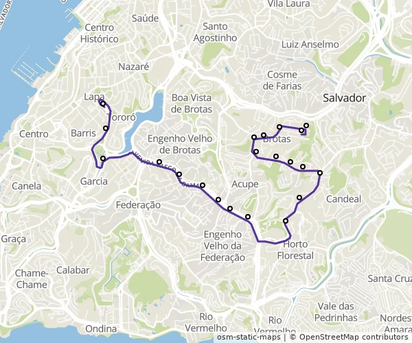 Mapa do itinerário da linha