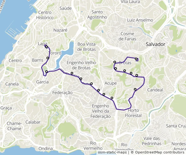 Mapa do itinerário da linha