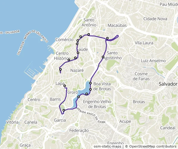 Mapa do itinerário da linha