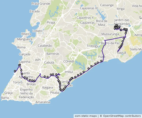 Mapa do itinerário da linha