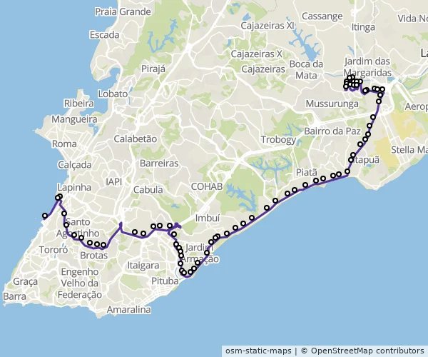 Mapa do itinerário da linha