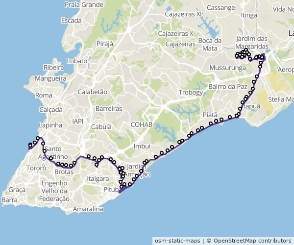 Mapa do itinerário da linha