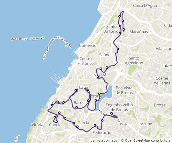 Mapa do itinerário da linha