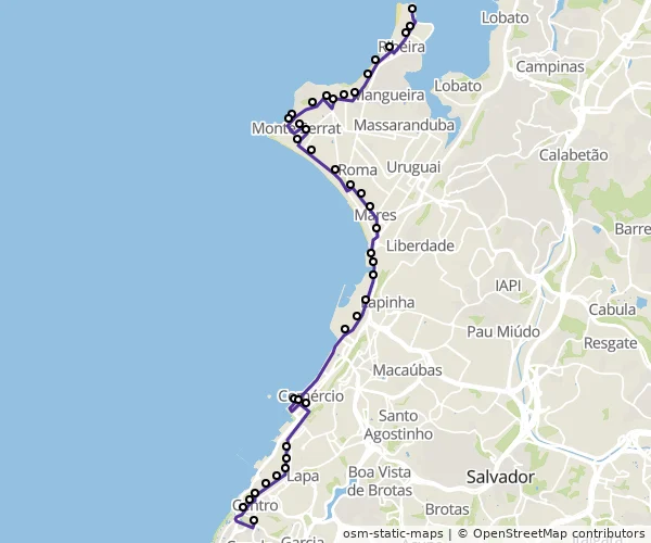 Mapa do itinerário da linha