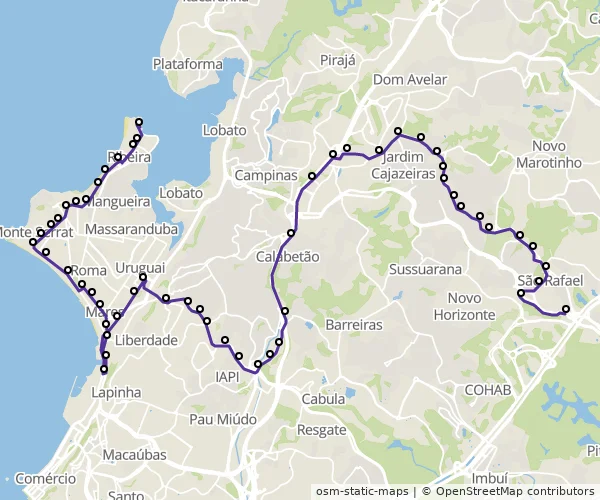 Mapa do itinerário da linha