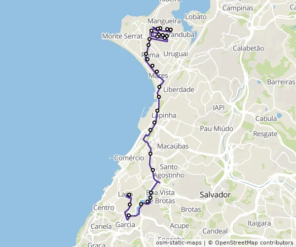 Mapa do itinerário da linha