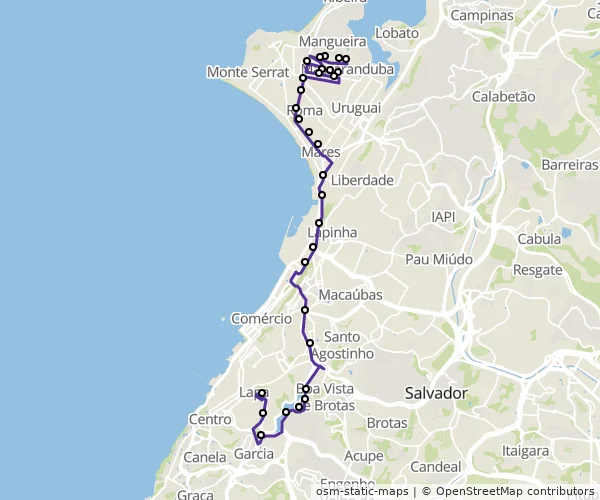 Mapa do itinerário da linha