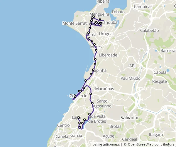 Mapa do itinerário da linha
