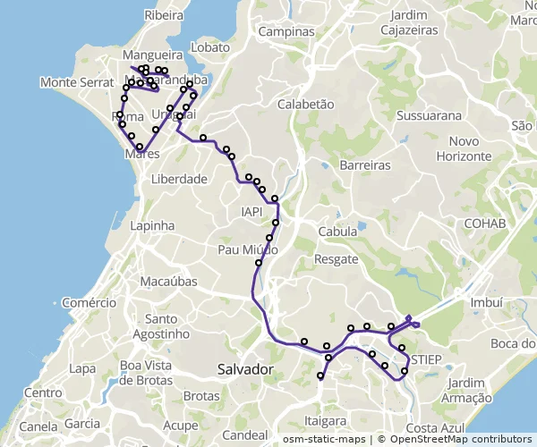 Mapa do itinerário da linha