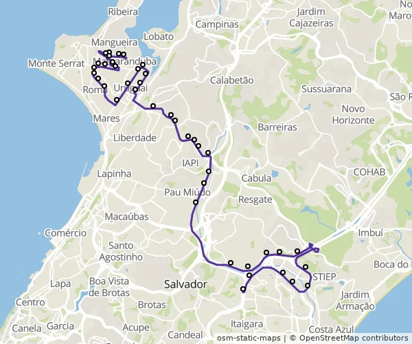 Mapa do itinerário da linha