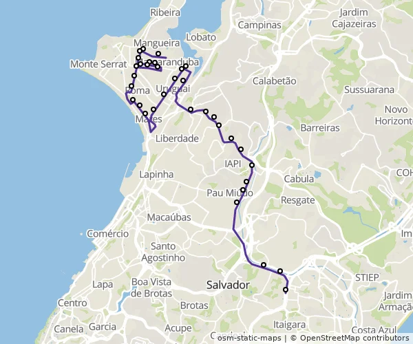 Mapa do itinerário da linha