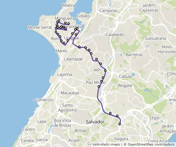 Mapa do itinerário da linha