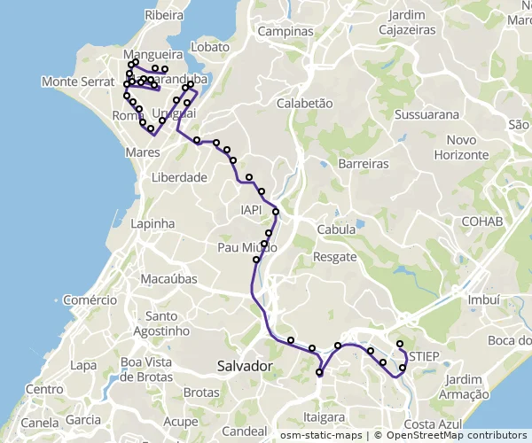 Mapa do itinerário da linha