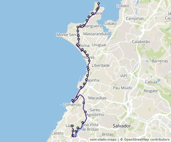 Mapa do itinerário da linha