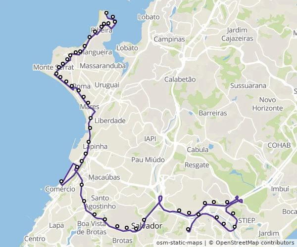 Mapa do itinerário da linha