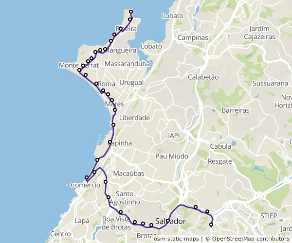 Mapa do itinerário da linha
