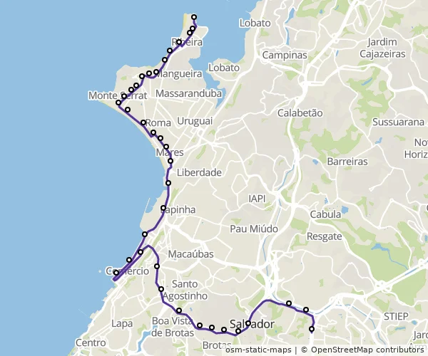 Mapa do itinerário da linha