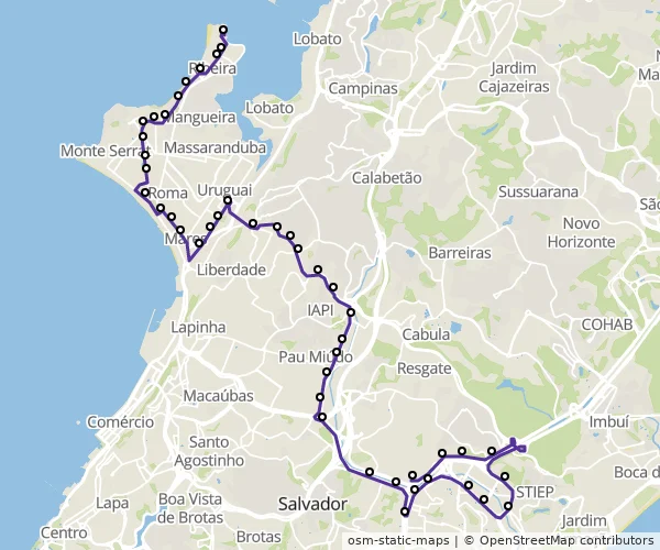Mapa do itinerário da linha
