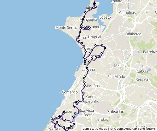Mapa do itinerário da linha