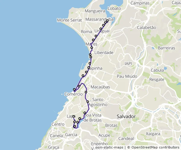 Mapa do itinerário da linha