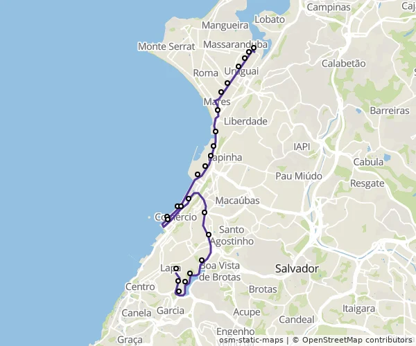 Mapa do itinerário da linha