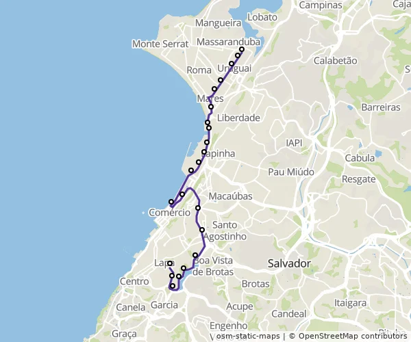 Mapa do itinerário da linha