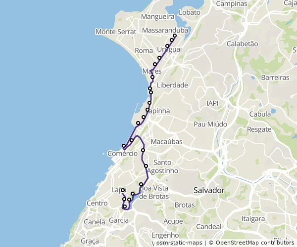 Mapa do itinerário da linha
