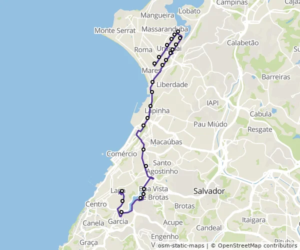 Mapa do itinerário da linha