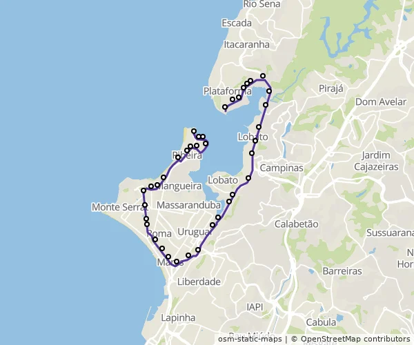 Mapa do itinerário da linha