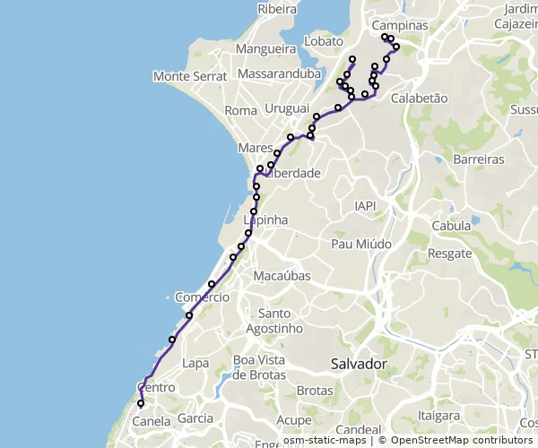 Mapa do itinerário da linha