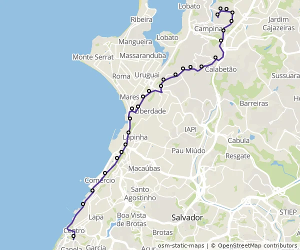 Mapa do itinerário da linha