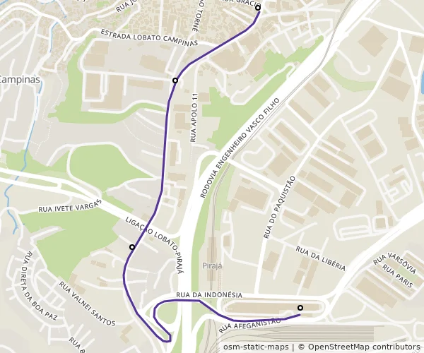 Mapa do itinerário da linha