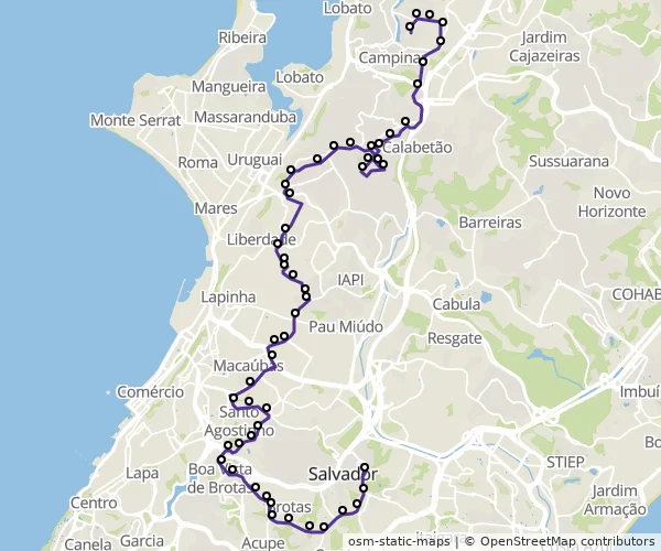 Mapa do itinerário da linha