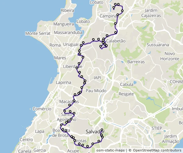 Mapa do itinerário da linha