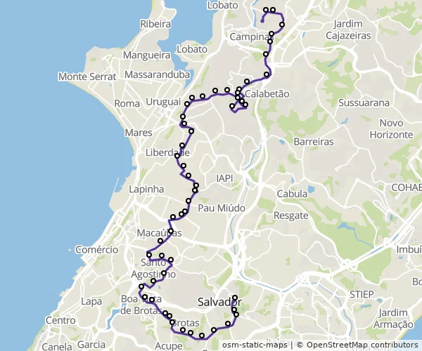 Mapa do itinerário da linha