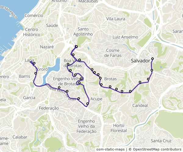 Mapa do itinerário da linha