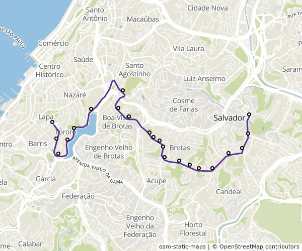 Mapa do itinerário da linha