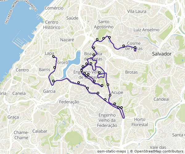 Mapa do itinerário da linha