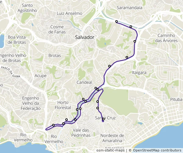 Mapa do itinerário da linha