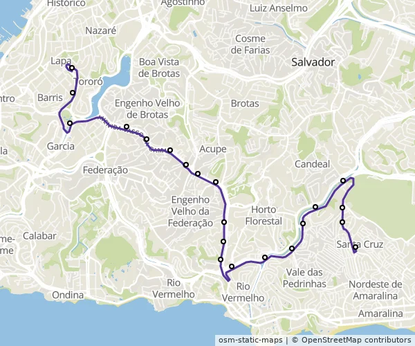 Mapa do itinerário da linha